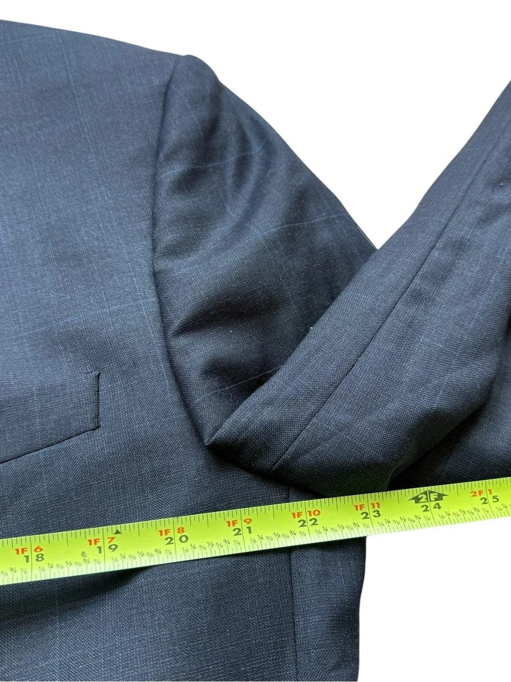 Lauren Ralph Lauren 100% Wool Gray Blue Windowpane Sport Coat Blazer 44R Classic